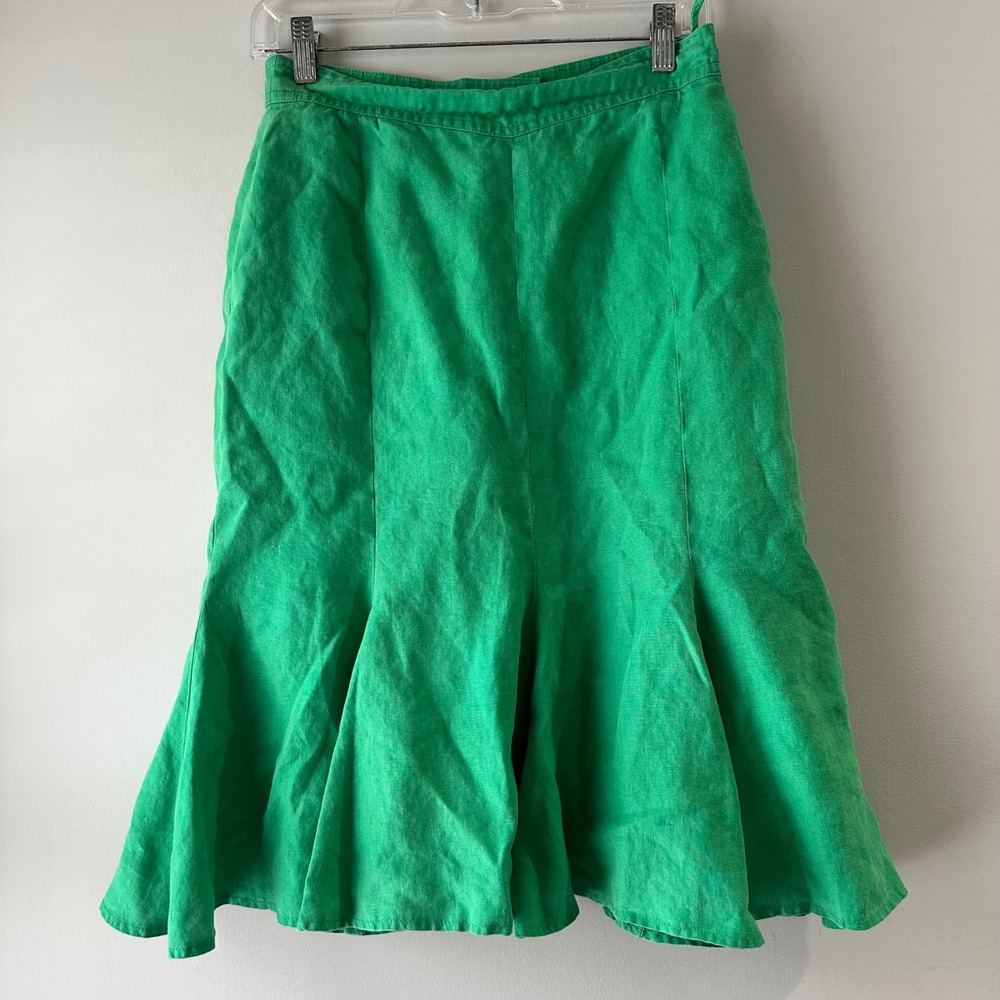 Escada Vibrant Green Flared Midi Skirt
